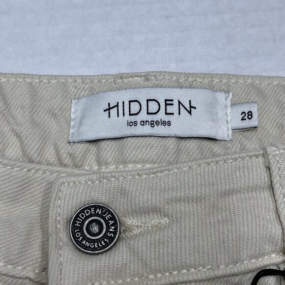 Hidden Tracey Jeans Womens 28 Cream Tracey High Rise Straight Distressed Denim - Picture 9 of 13